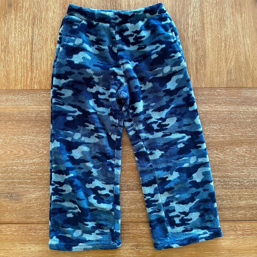 Boys’ Blue Camouflage Print Fleece Lounge Pajama Pants Size 7/8